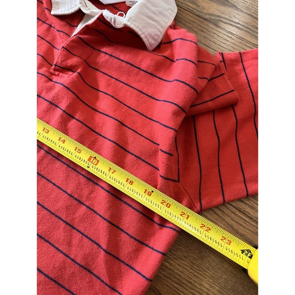 Vintage 80s 90s Woolrich Rugby Polo Striped Red Shirt Size XL Fits Like A Large - Picture 7 of 8